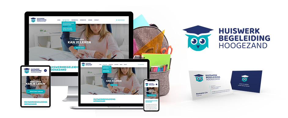 Voor Huiswerkbegeleiding Hoogezand mocht MeijerMedia de website, het logo en de huisstijl ontwerpen
