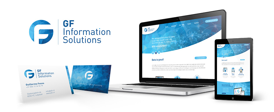 Ontwerp logo en huisstijl en responsive website ontwerp GF Information Solutions