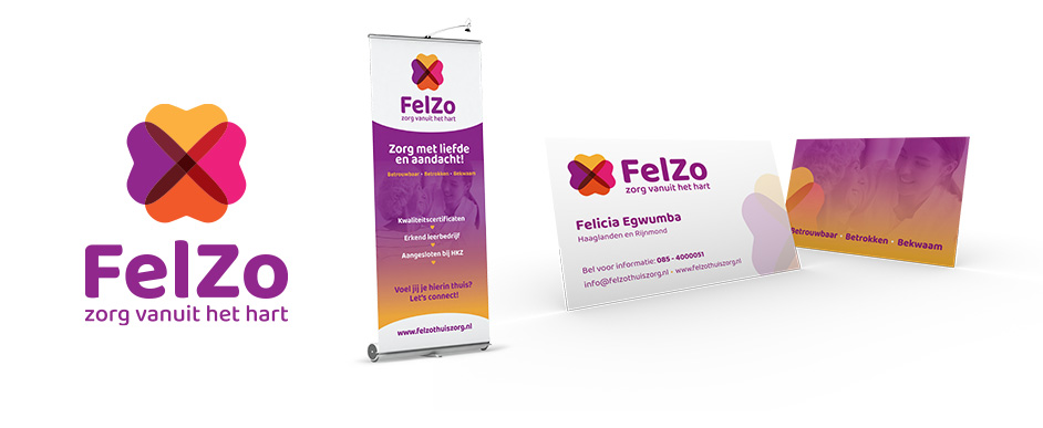 Logo en huisstijl ontwerp voor FelZo Thuiszorg Spijkenisse