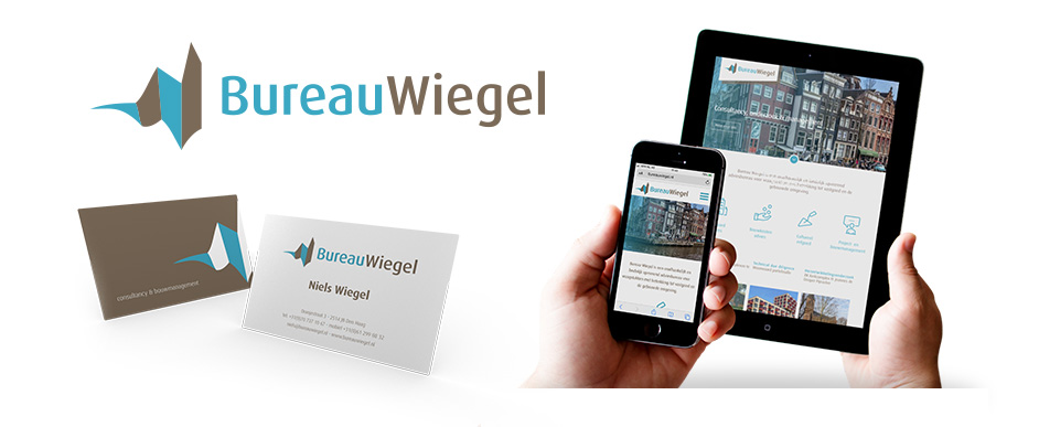 Ontwerp logo en huisstijl en responsive website ontwerp Bureau Wiegel Den haag