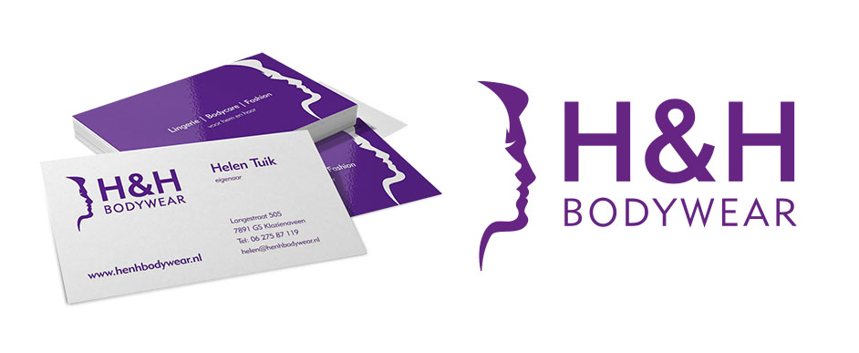 Ontwerp logo en visitekaartje voor H&H Bodywear te Klazienaveen