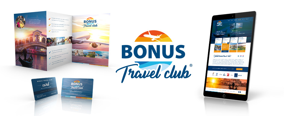 Ontwerp logo, huisstijl, reclame, webdesign voor Bonus Travel Club
