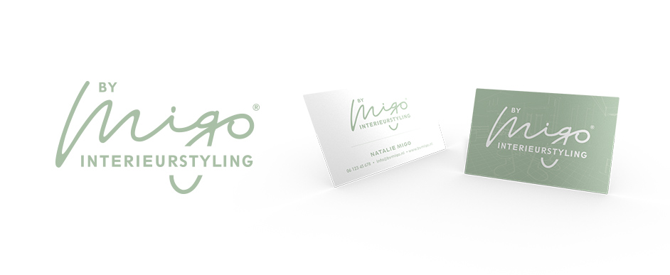 Ontwerp logo en visitekaartje voor By Migo Interieurstyling